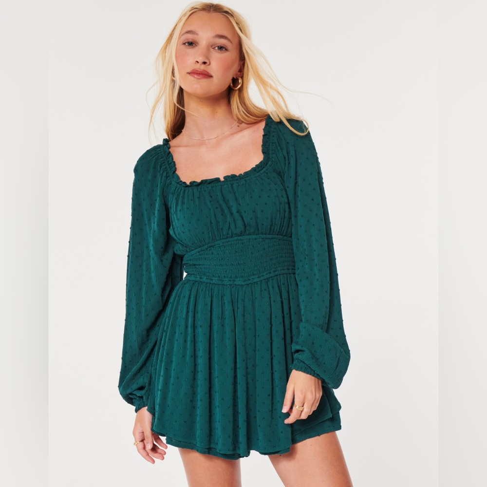 Hollister Teal Long Sleeve Romper